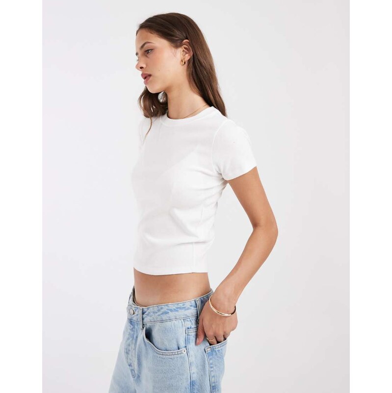 Hollister ribbed baby tee in white