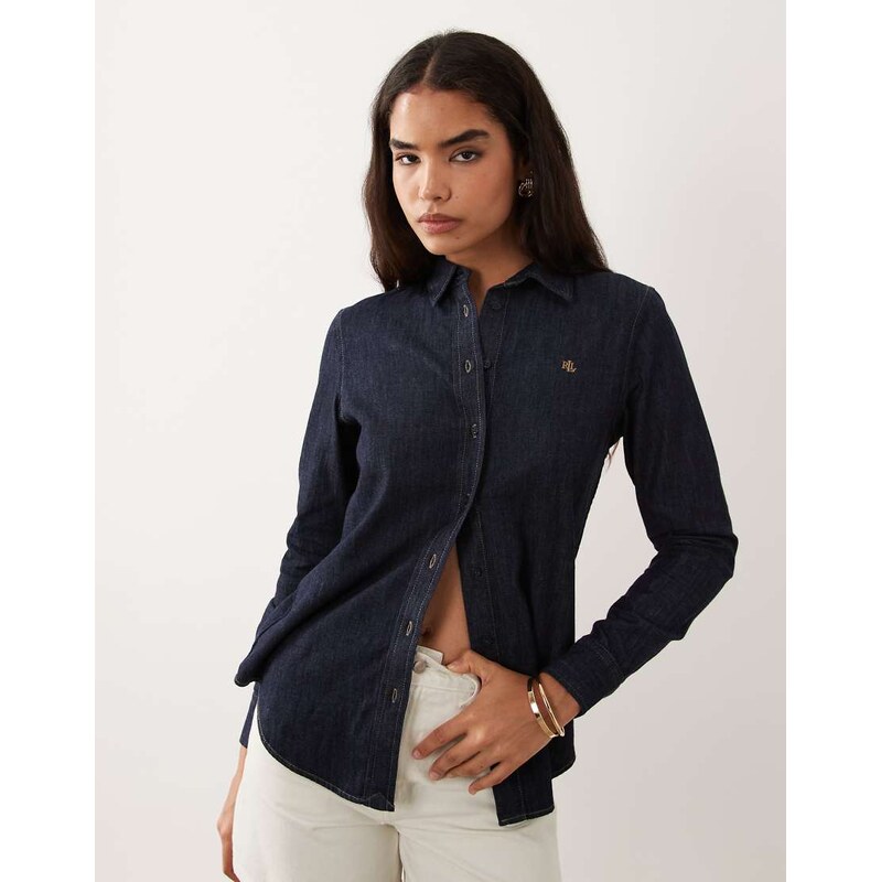 Lauren by Ralph Lauren denim button up shirt in navy