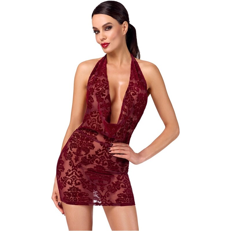 Noir Handmade Bordové midi šaty Kink Royal