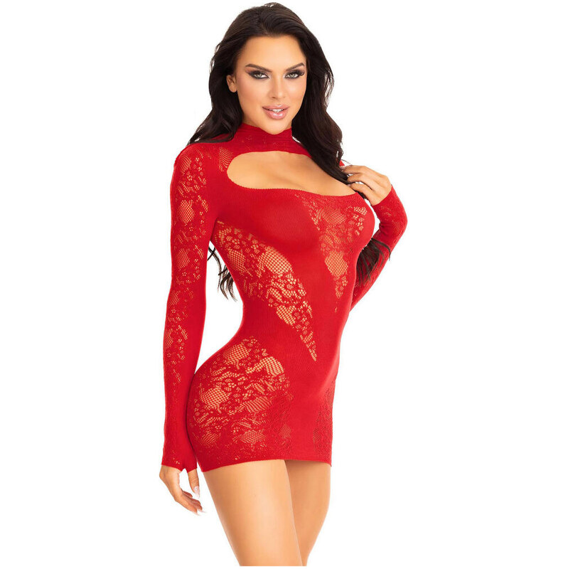 Leg Avenue Červené síťované sexy šaty 87204 uni