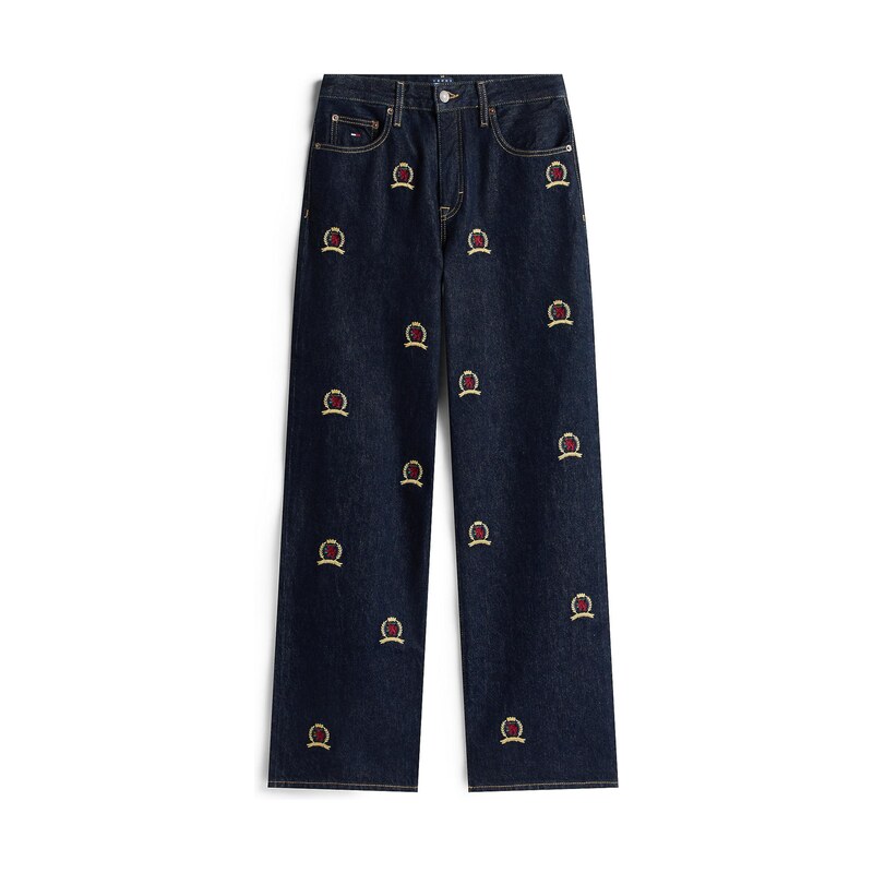 Tommy Jeans Džíny Mia indigo / žlutá / červená
