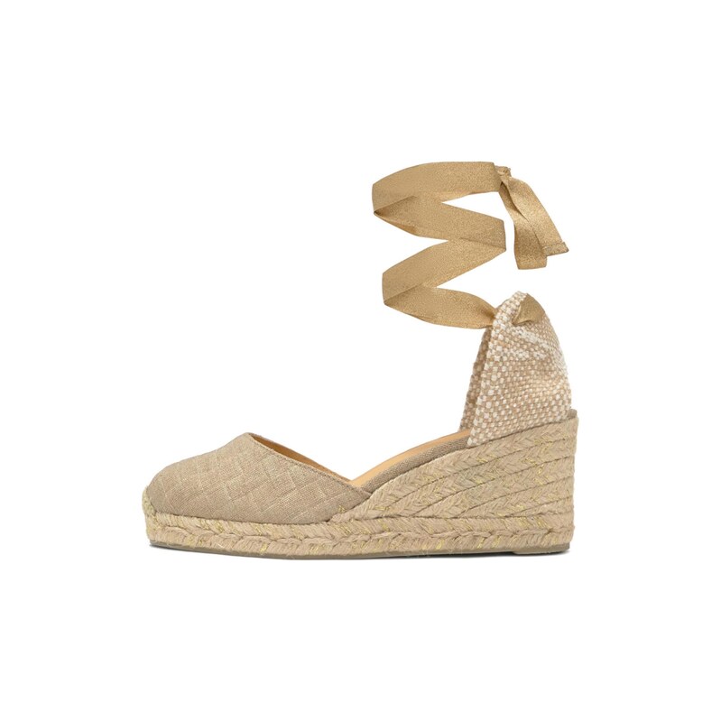 Castañer Espadrilky Carina béžová / krémová / zlatá