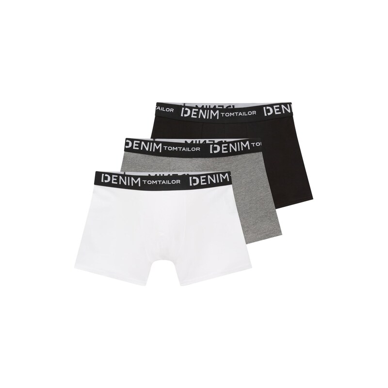 TOM TAILOR DENIM Boxerky šedá / černá / bílá