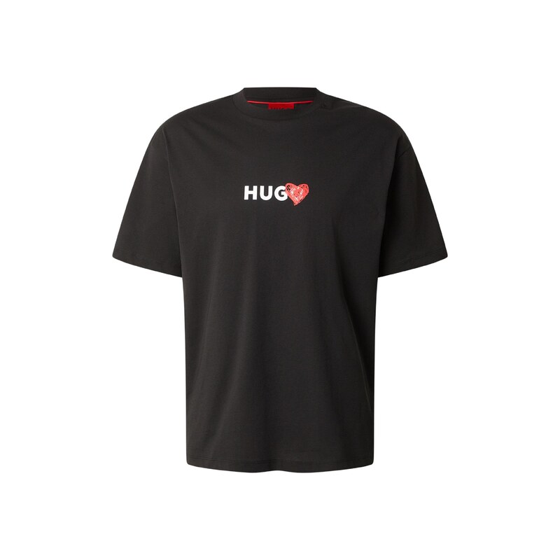 HUGO Tričko Dewdam červená / černá / bílá