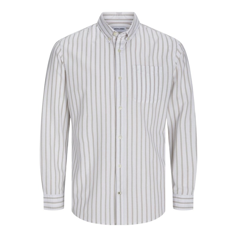 Jack & Jones Plus Košile Oxford tmavě béžová / bílá