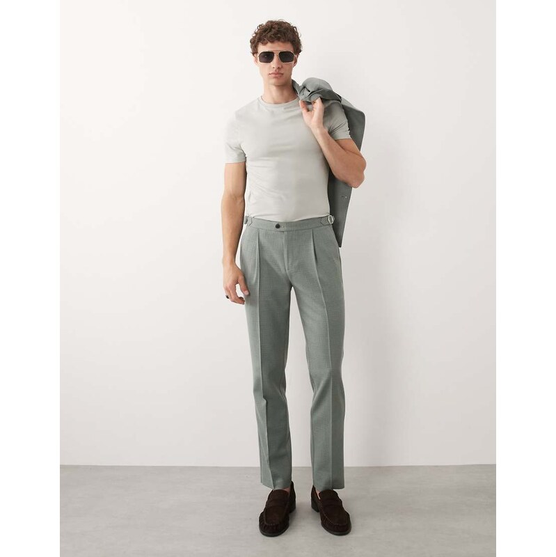 ASOS DESIGN slim suit trousers in sage green wool blend tweed