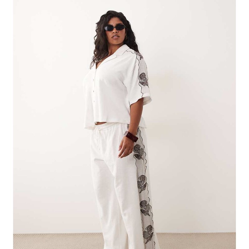 ASOS Curve ASOS DESIGN Curve textured jersey wide leg trouser co