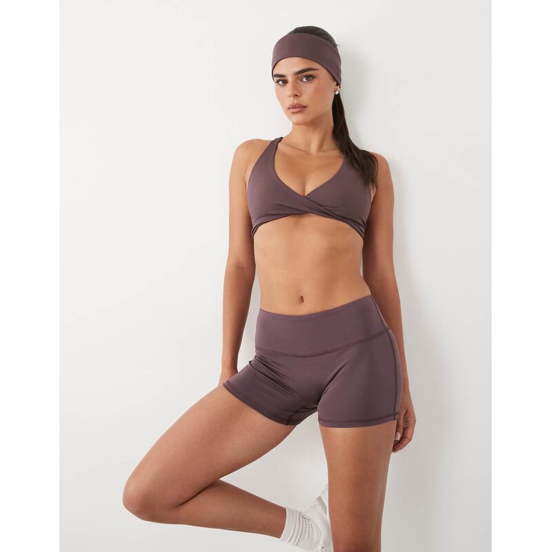 4505 active 3 inch booty shorts in taupe brown