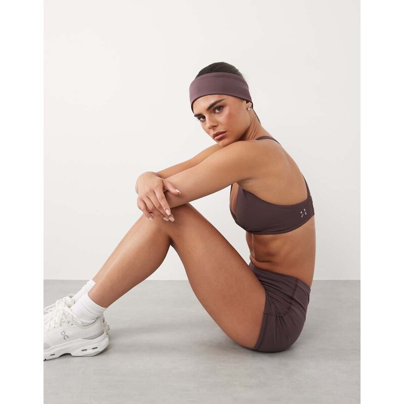 4505 active light support twist front sports bra in taupe brown