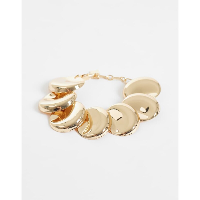 ASOS DESIGN bracelet with circular disc links in gold tone
