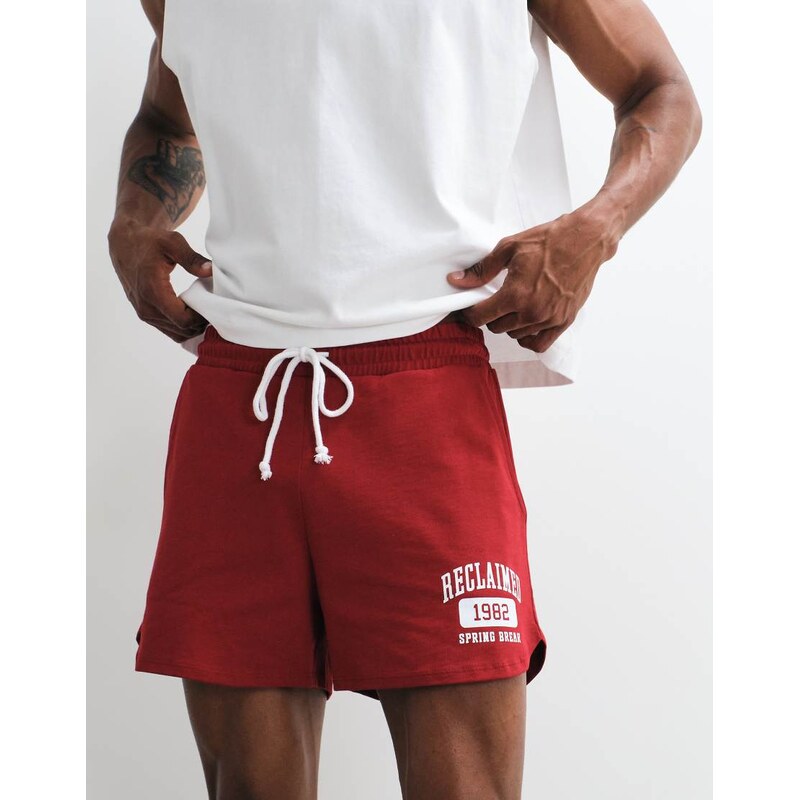 Reclaimed Vintage runner shorts in red