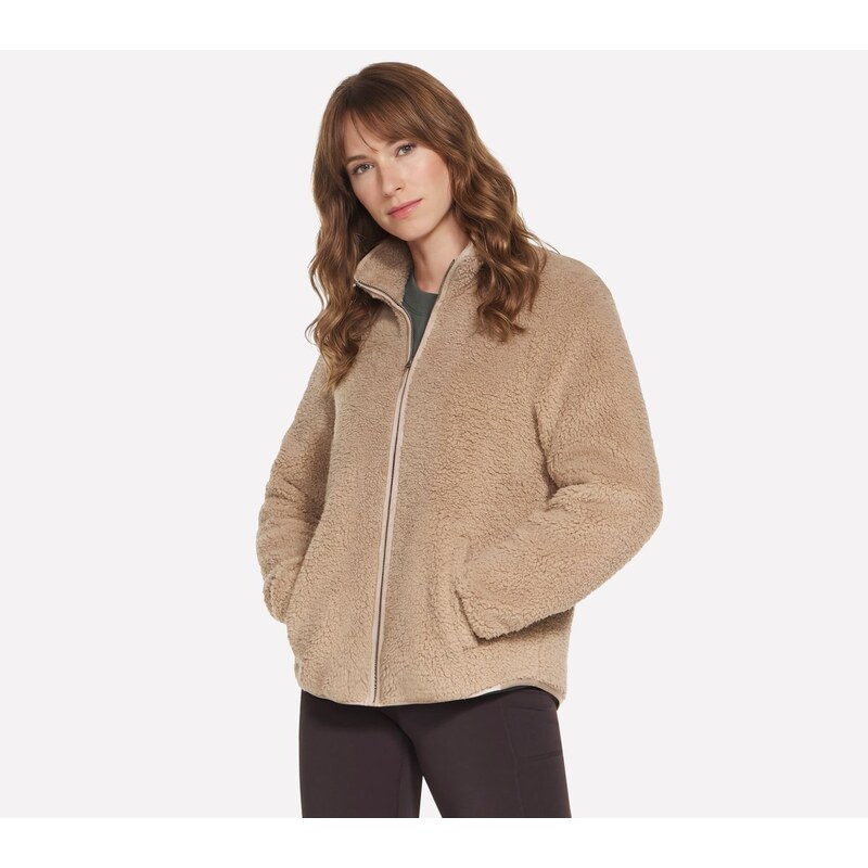 Skechers Ženy Skech-Sherpa bunda v Sedohnedá/Hnedý, Velikost XS