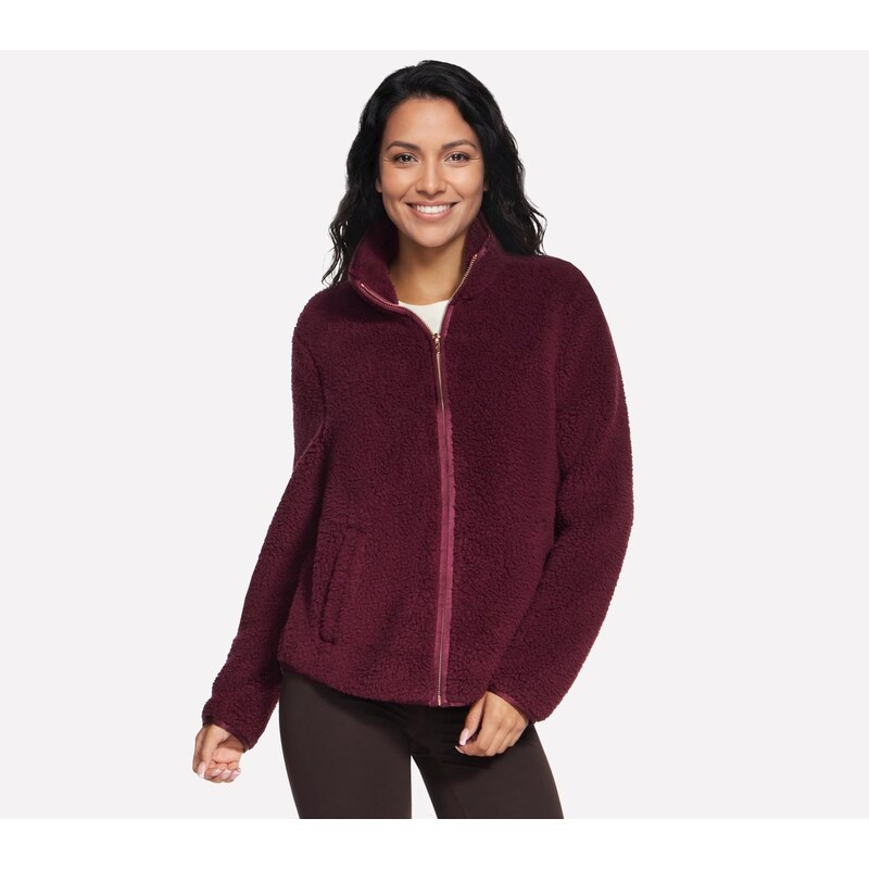 Skechers Ženy Skech-Sherpa bunda v Burgundské/Růžový, Velikost