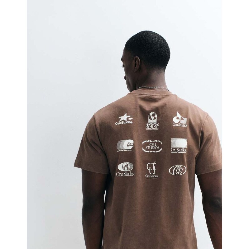 ASOS DESIGN regular t-shirt with street graphic in brown wash