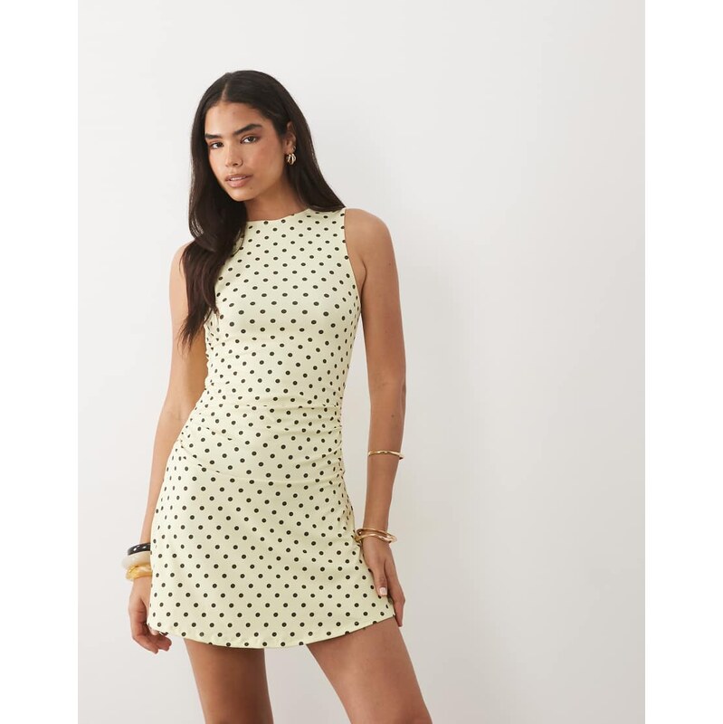 ASOS DESIGN sleeveless with peplum skirt mini dress in yellow