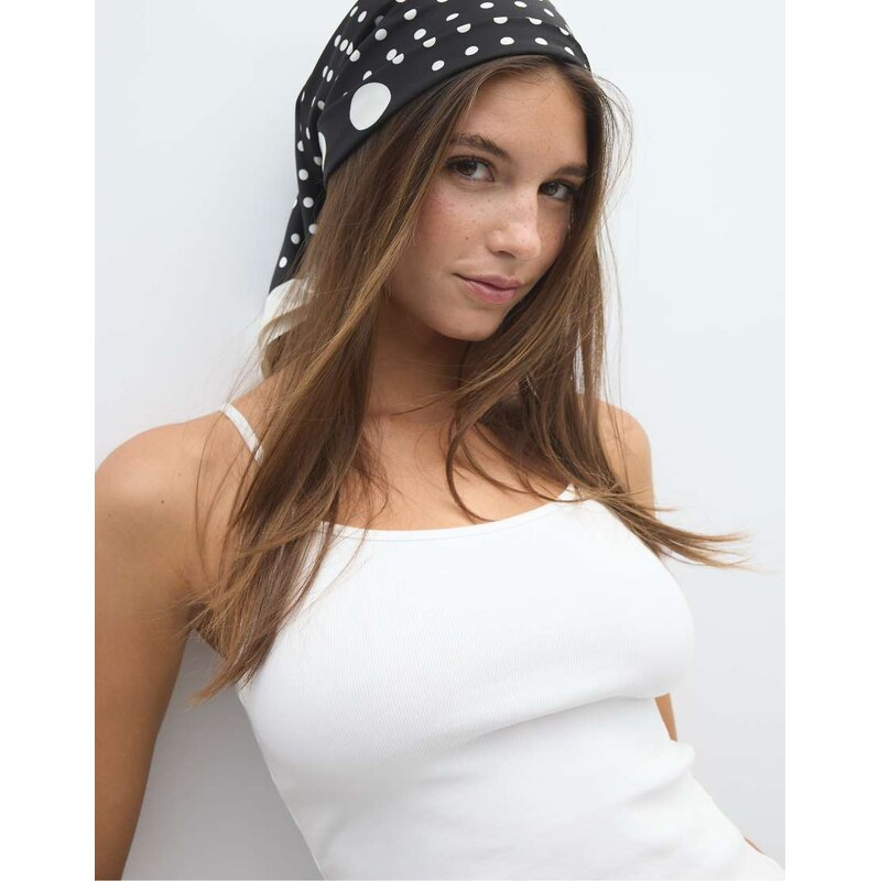 Stradivarius Polka dot scarf in black