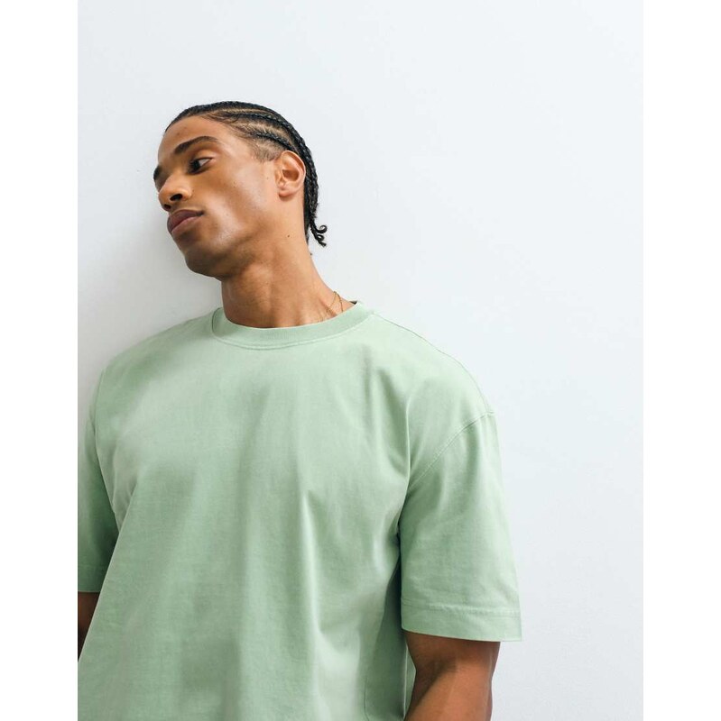 Hollister boxy heavyweight t-shirt in green
