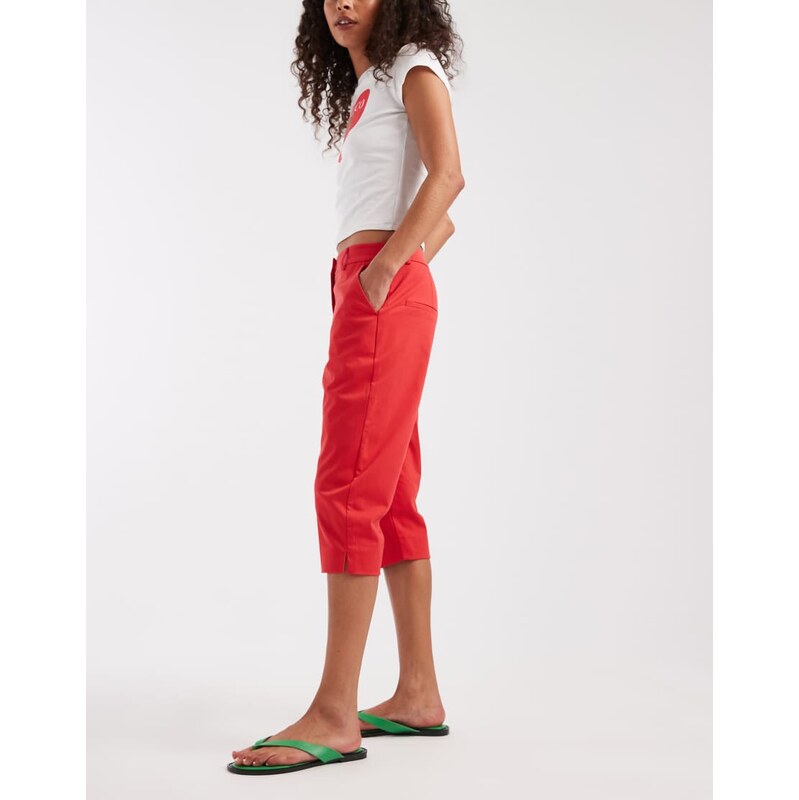 ASOS DESIGN tailored capri trousers in red