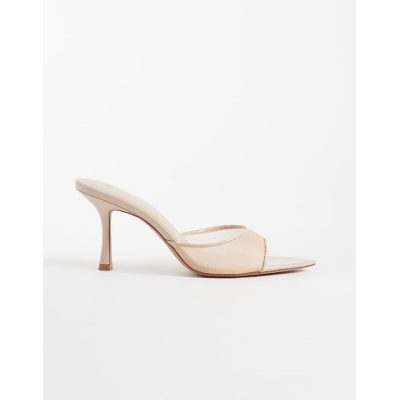 Mango heeled mesh sandal with in pale pink