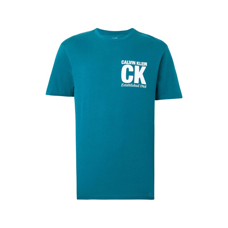 Calvin Klein Tričko azurová modrá / bílá
