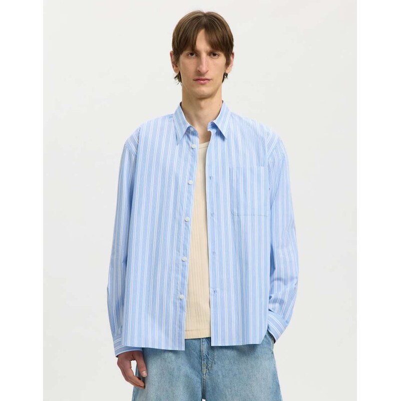 Selected Long sleeved shirt in light blue