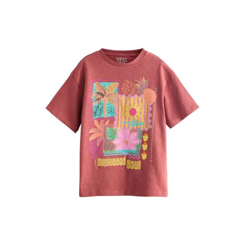 Next Tričko rezavě hnědá / žlutá / nefritová / pink