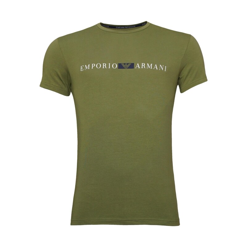 Emporio Armani Tričko tmavě modrá / olivová / bílá