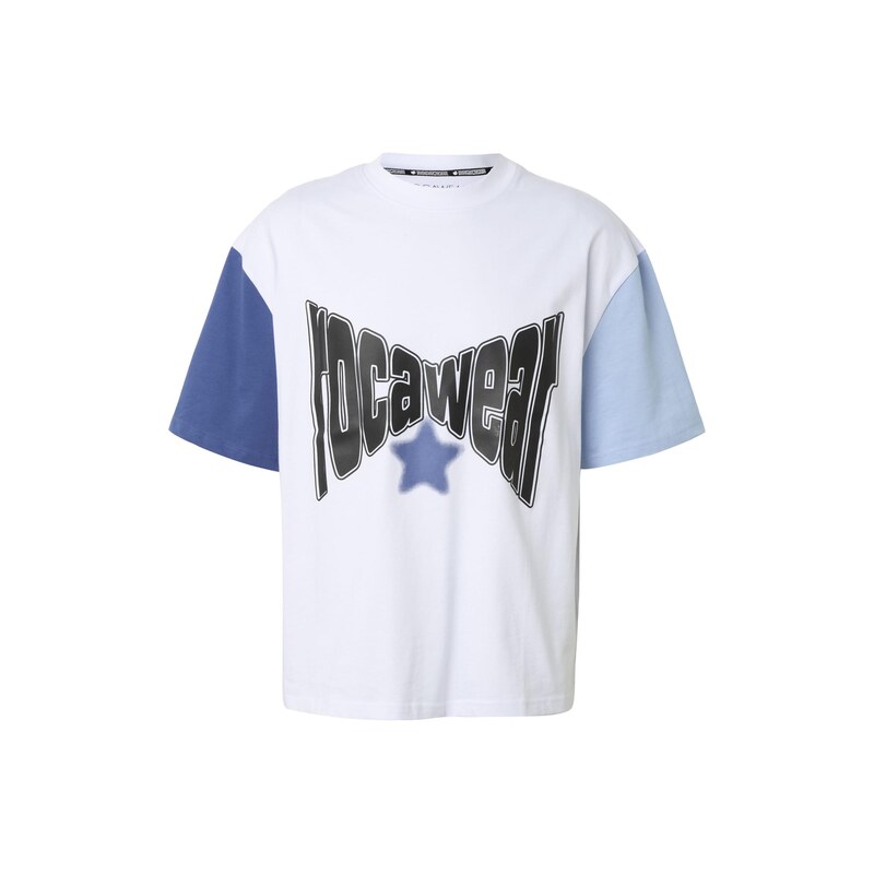 ROCAWEAR Tričko Colored chladná modrá / černá / bílá