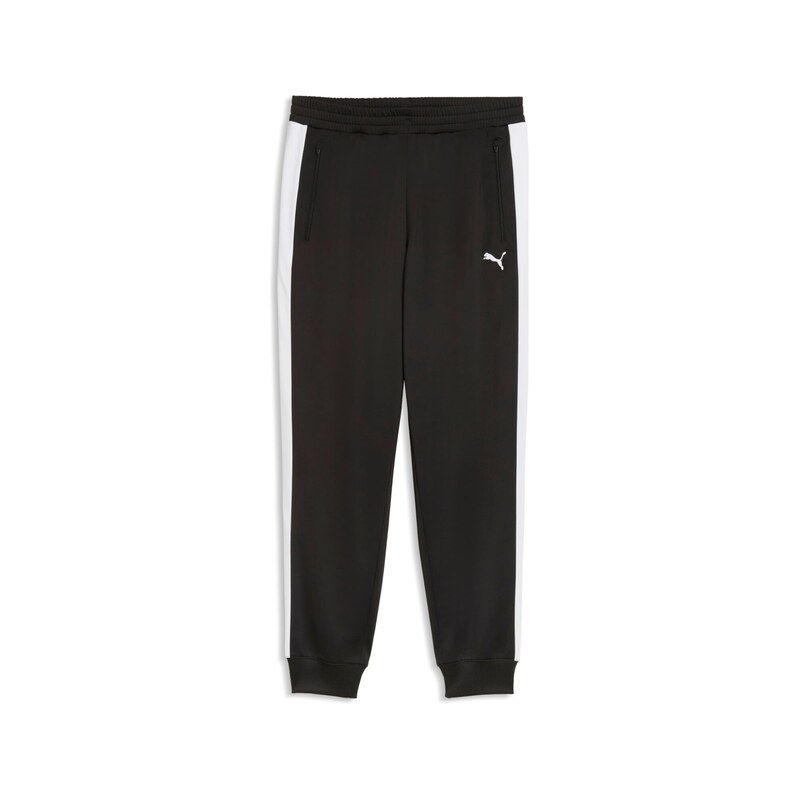 PUMA Sportovní kalhoty ESS T7 černá / bílá