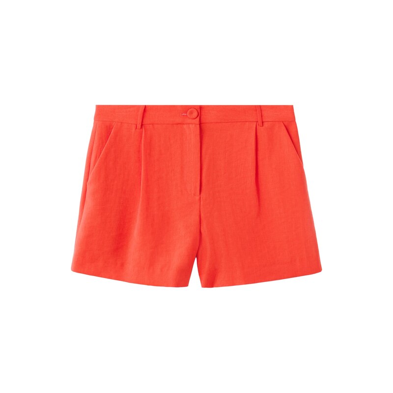 MANGO Kalhoty se sklady v pase PEACH oranžová