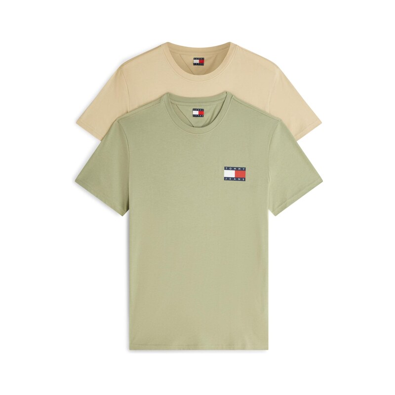 Tommy Jeans Tričko béžová / námořnická modř / pastelově zelená /