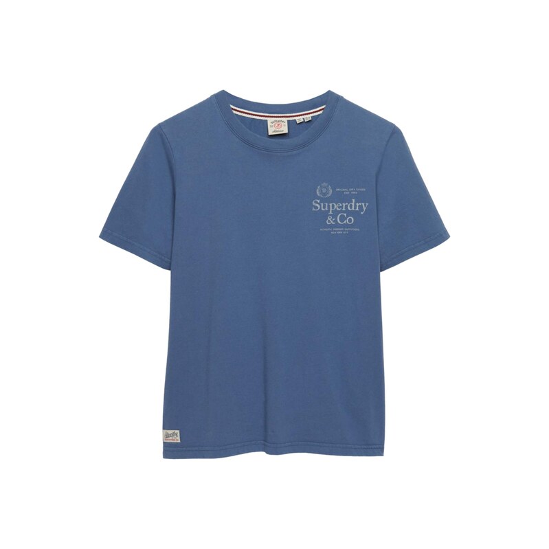 Superdry & Co Tričko chladná modrá / bílá