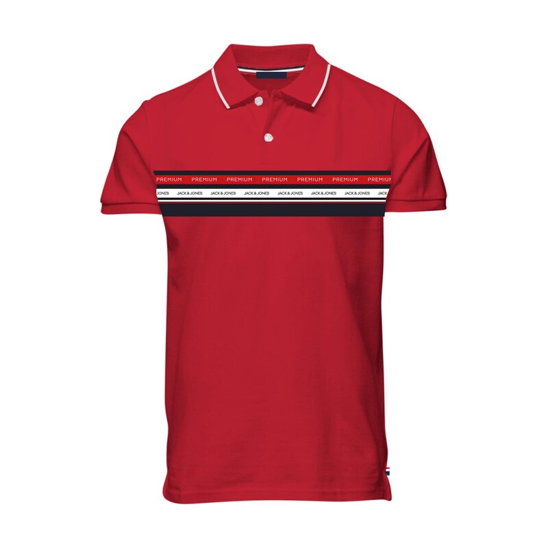 JACK & JONES Tričko JPRBLUWillow červená / černá / bílá