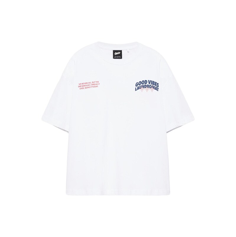 Pull&Bear Tričko COMMUNITY PLAYER modrá / červená / bílá