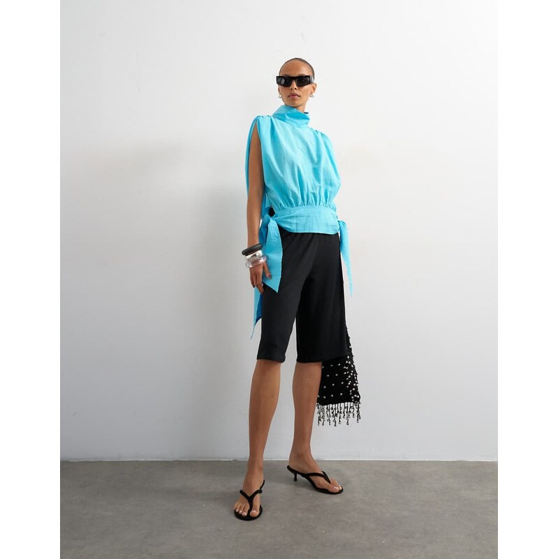 Topshop viscose jersey bermuda short in black