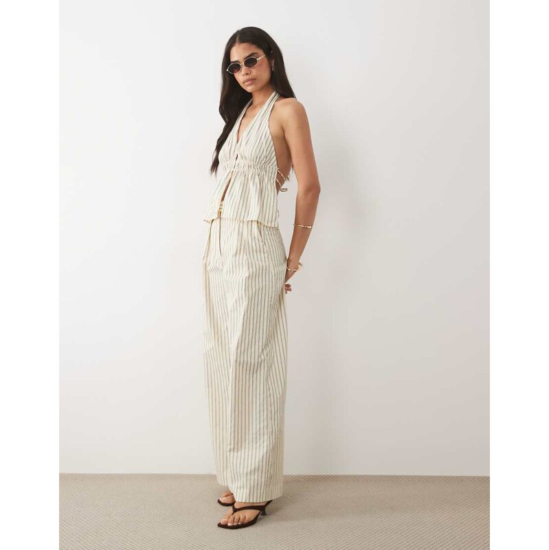 Mango Tatin relaxed trouser co-ord in yellow stripe