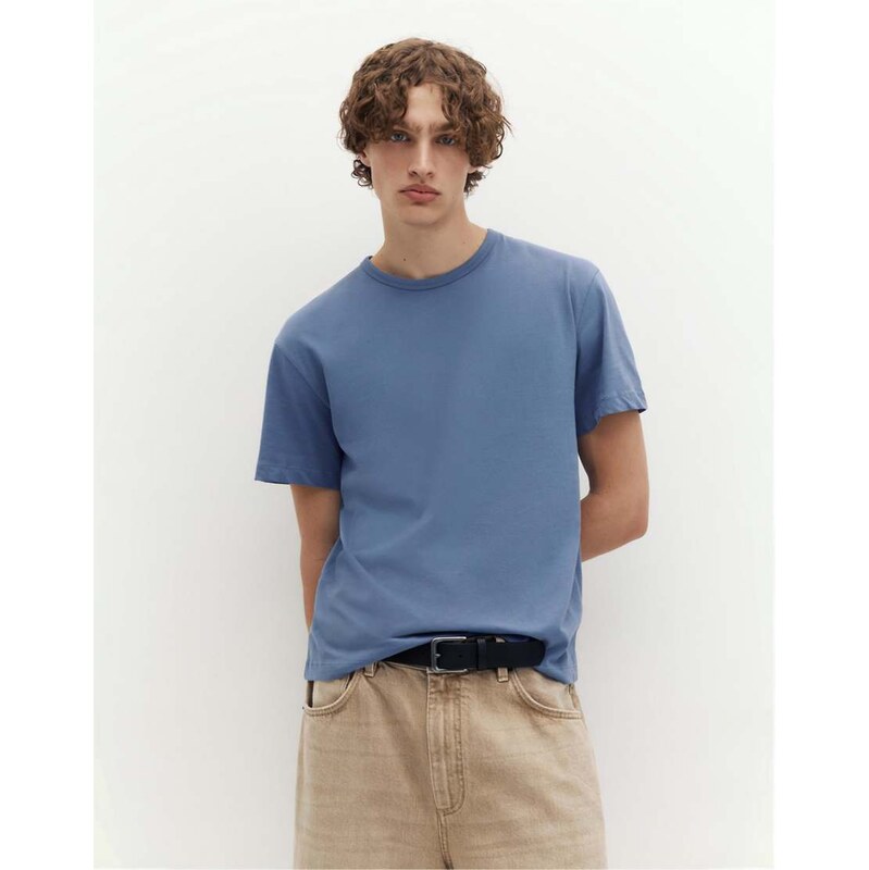Pull&Bear Slim fit basic t-shirt in blue