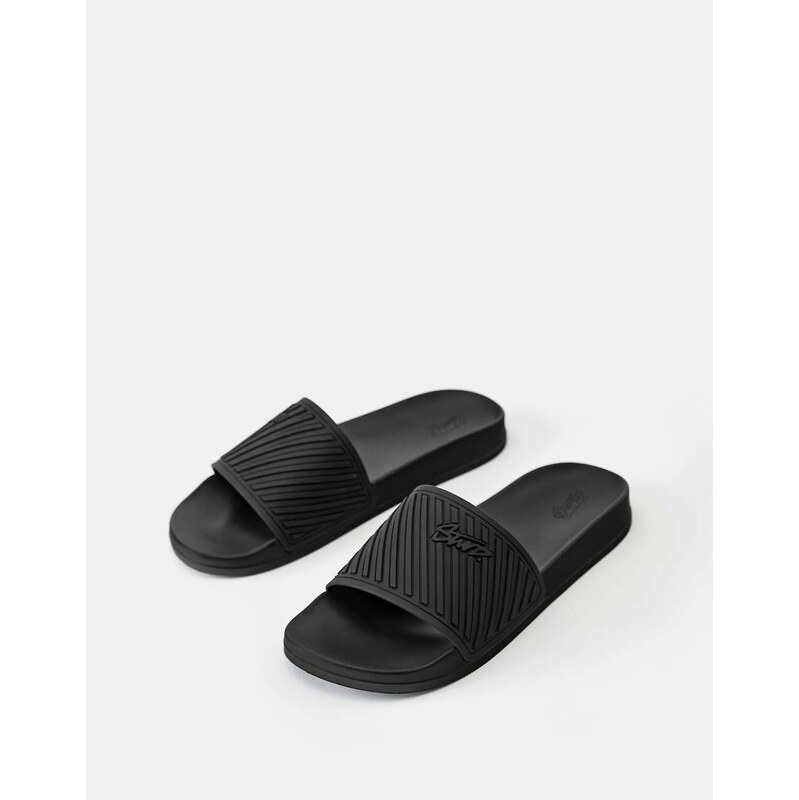 Pull&Bear Stwd rubberised sandals in black