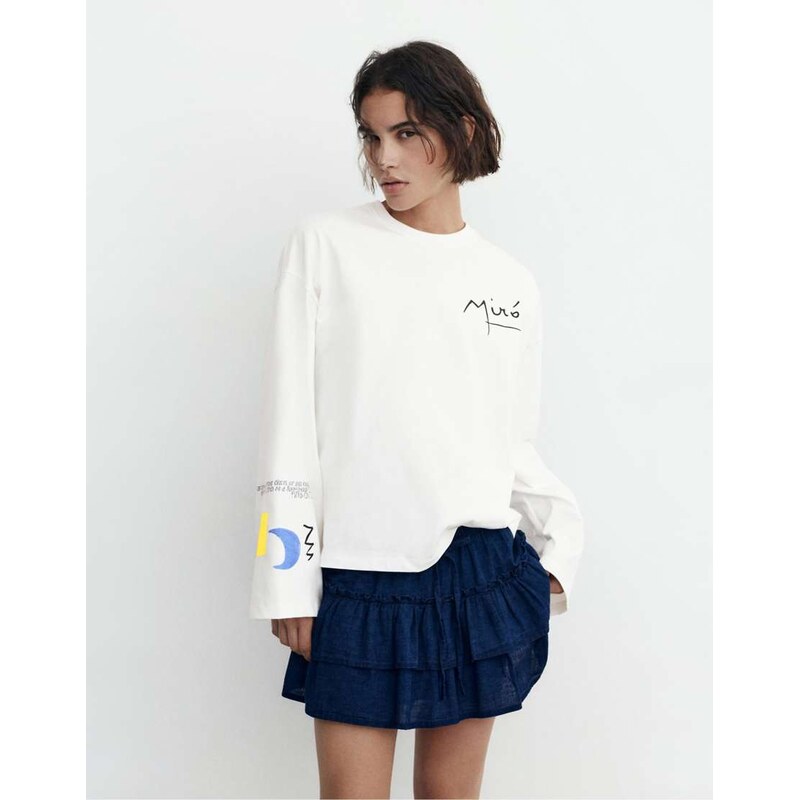 Pull&Bear Oversize miró t-shirt in white