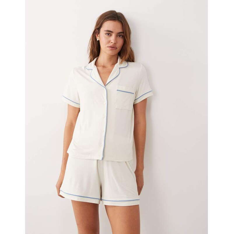 ASOS DESIGN super soft short sleeve shirt and short pyjama set