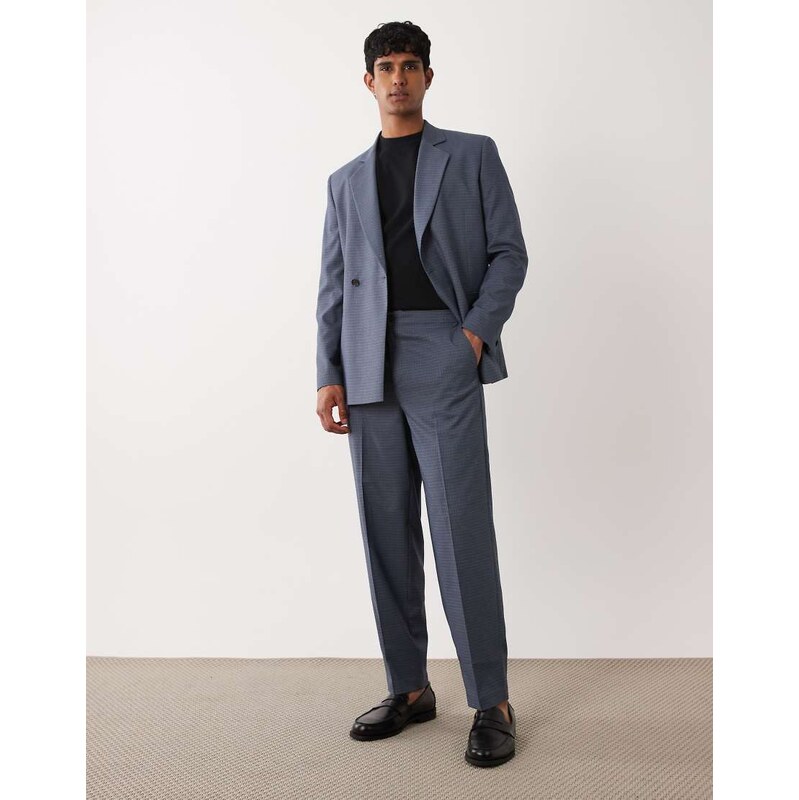 ASOS DESIGN oversized tapered suit trousers in blue check