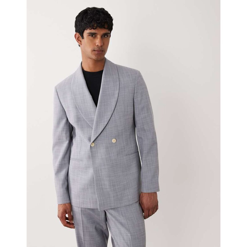 ASOS DESIGN linen look regular suit jacket in grey