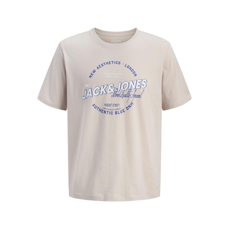 Jack & Jones Plus Tričko starobéžová / modrá / bílá