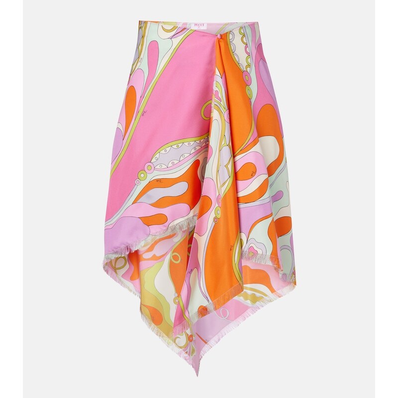 Pucci Orchidee silk twill midi skirt