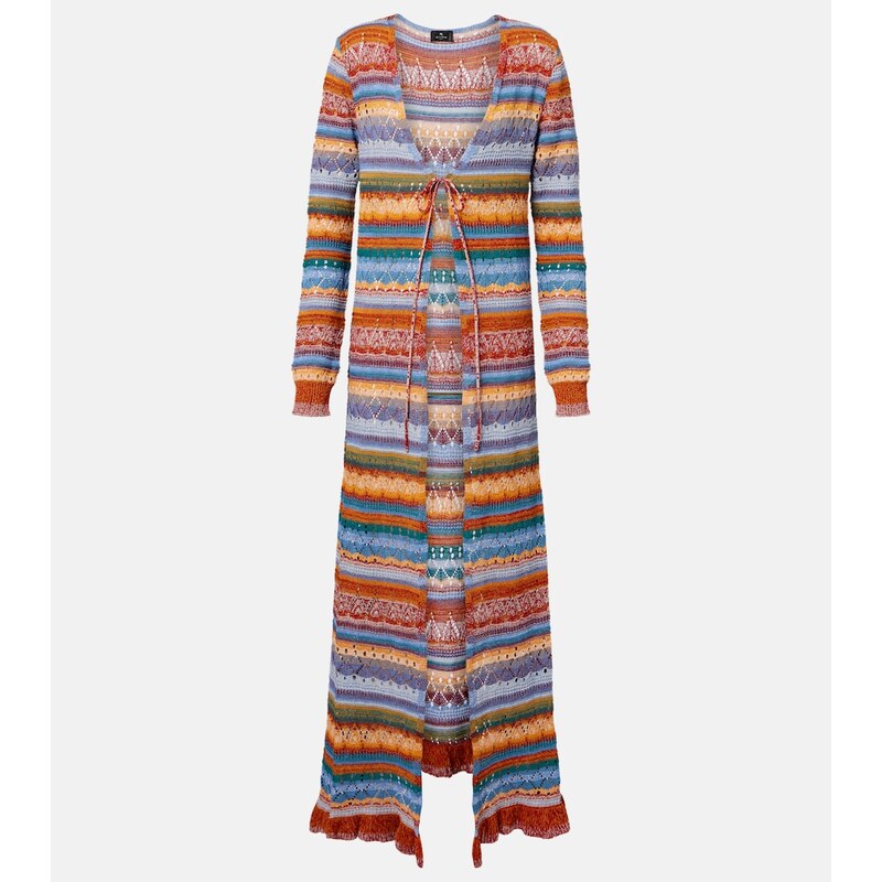 Etro Crochet striped cotton cardigan