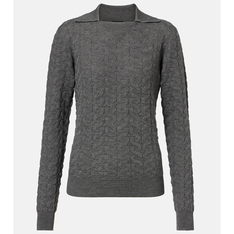 Etro Cable-knit wool polo sweater
