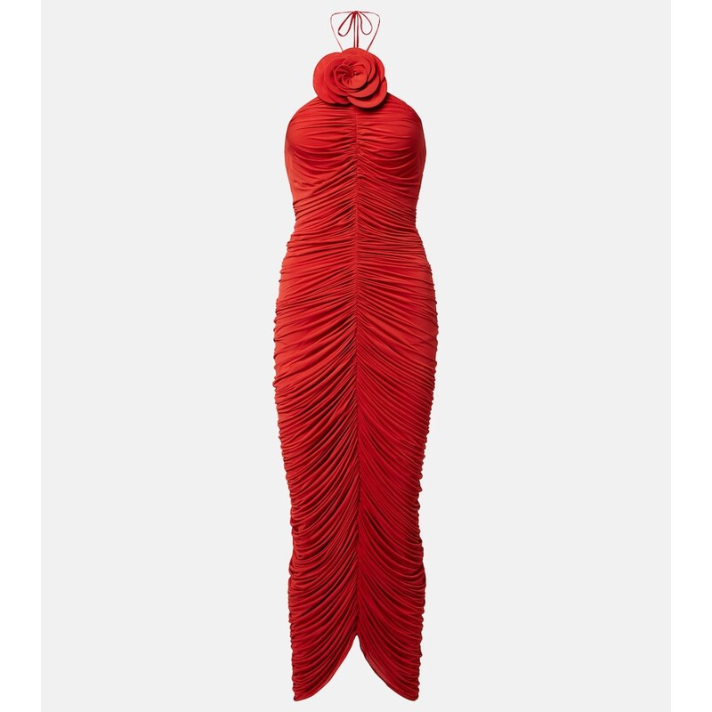 Magda Butrym Floral-appliquÃ ruched jersey midi dress