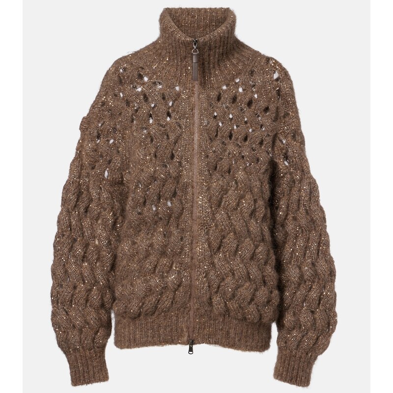 Brunello Cucinelli Open-knit sequined mohair and wool-blend