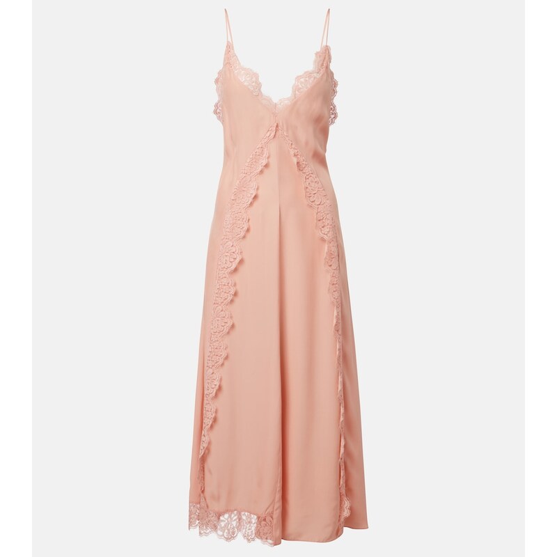 Stella McCartney Lace-trimmed silk midi dress