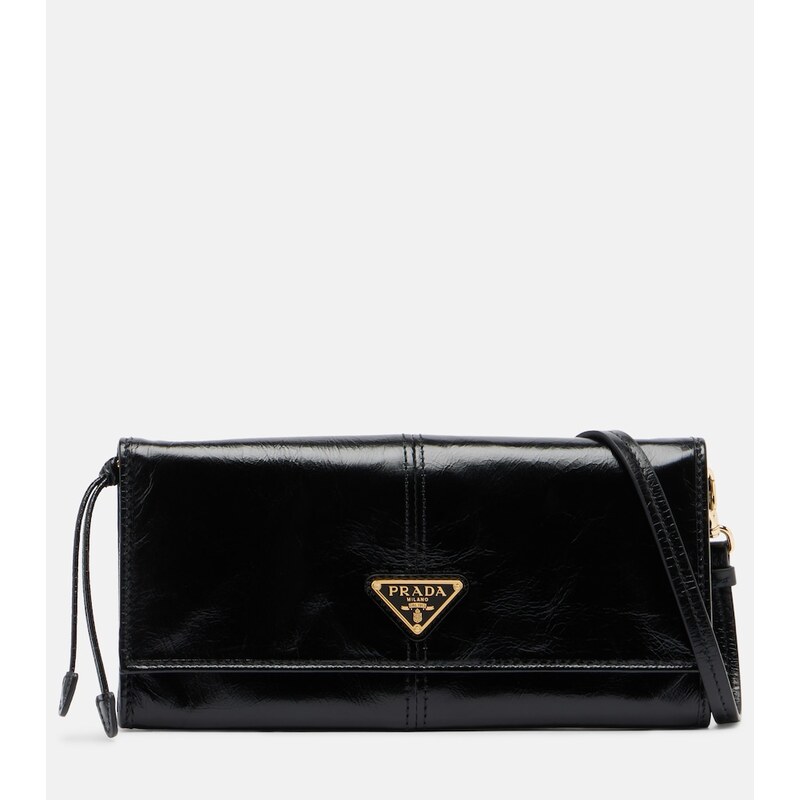 Prada Logo leather pouch with strap